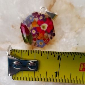 Resin set flowers in sterling